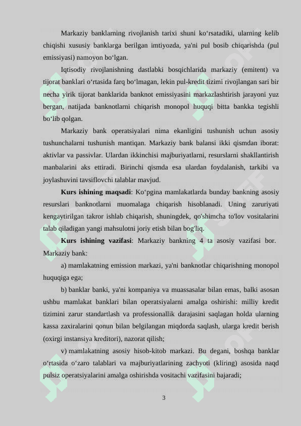 MARKAZIY BANKNING MOLIYA BOZORIDAGI FAOLIYATI VA OPERATSIYALARI 3