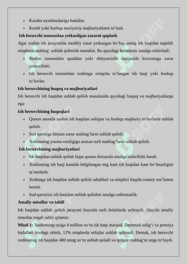 Ish haqidan ushlab qolish 25 6