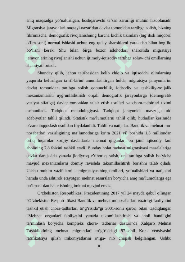 MEHNAT MIGRATSIYASINING IQTISODIY O'SISHGA TA’SIRI 8