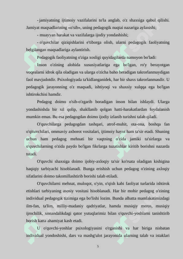 MUSIQA TARBIYASIGA OID ILMIY PEDAGOG TADQIQOTLARNI MUSIQA DARSLARIDA JORIY ETISH 5