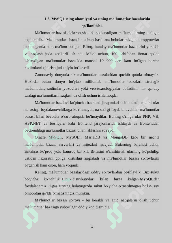 MySQL MA’LUMOTLAR BAZASI 6