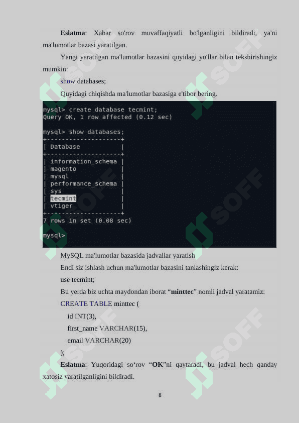 MySQL MA’LUMOTLAR BAZASI 8