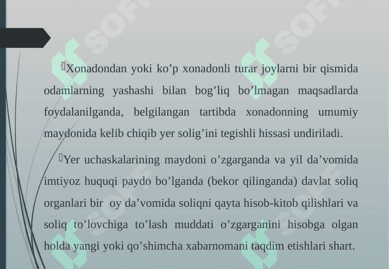 Yer qa’ridan foydalanganlik uchun soliq va uning stavkalarini belgilash mezonlari 5
