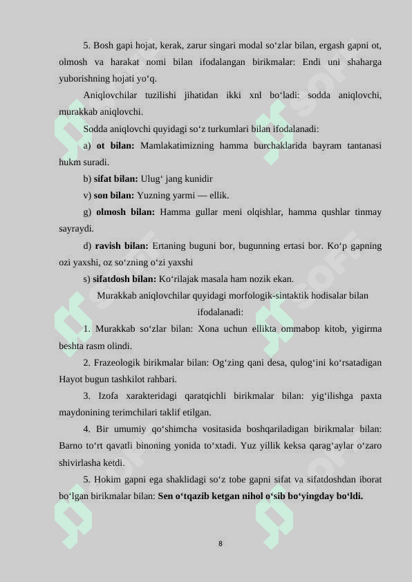 O‘ZBEK TILIDA ANIQLOVCHILAR, ERKIN VOHIDOV ASARLARI MISOLIDA 8