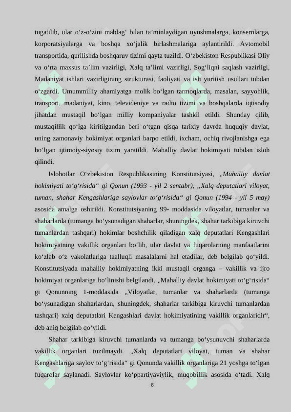 O‘zbekistonda amalga oshirilgan siyosiy islohotlar 8