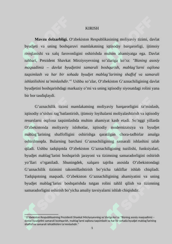 Oʻzbekiston respublikasi gʻaznachiligi,  uning budjet mablagʻlarini boshqarishdagi ahamiyati. 2