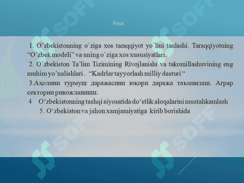 Mustaqillik yillarida davlat boshqaruvi tizimida amalga oshirilayotgan islohotlar. Mustaqil Oʻzbekistonda hokimiyatlari bo’linish prinsipi 2