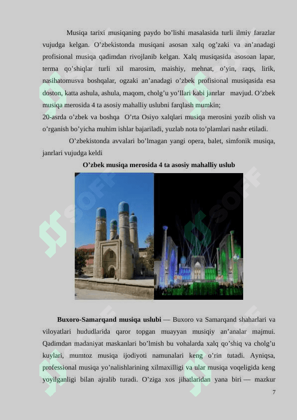 O’zbek xalq musiqa ijodinamunalaridan biz yoqtirgan kuy va qo’shiqlar 7