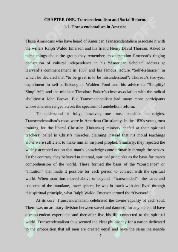 ABOLITIONISM AND TRANSCENDENTALISM IN AMERICAN LITERATURE 5