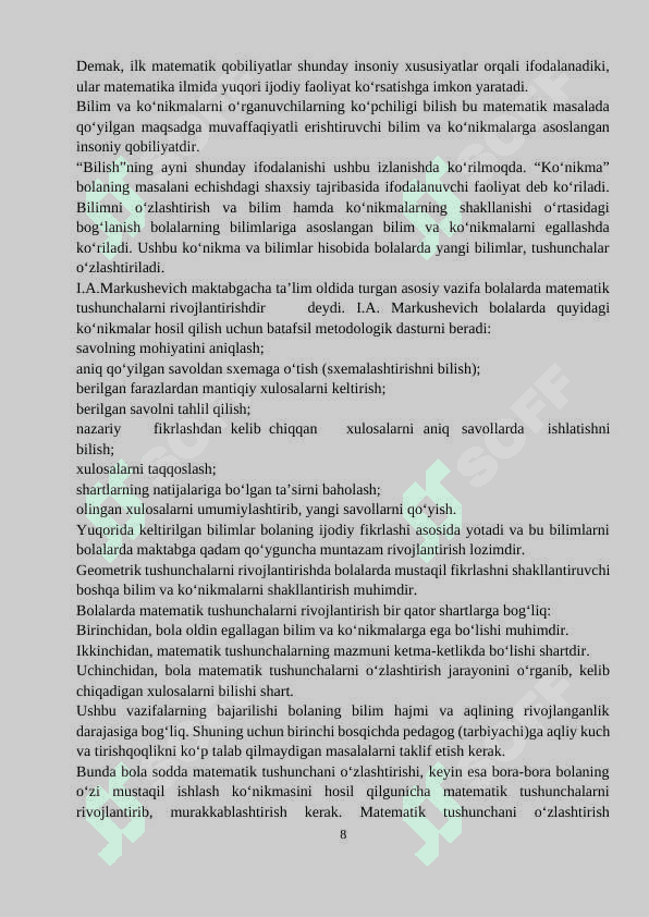 mtt maktabga tayyorlov guruhlarida matematika mashgulotlarini otkazish 8