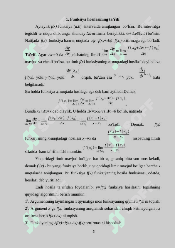 Hosilanii geometrik masalalarga tadbiqlari 4