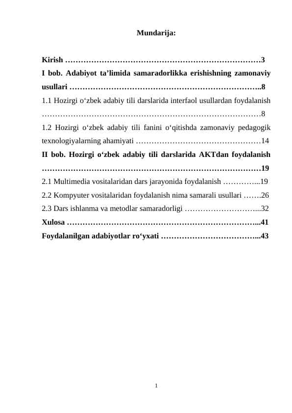 Adabiyot fanini o’qitishda axborot texnologiyalaridan foydalanish – pedagogik mahoratni oshirish omili