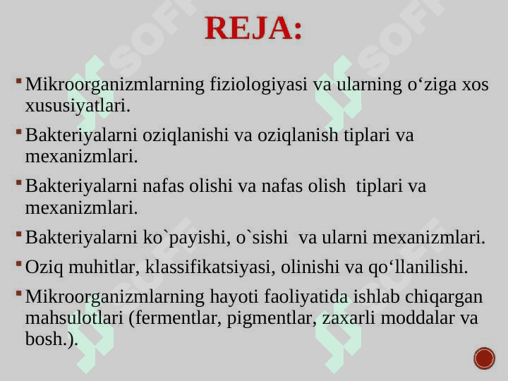 Bakteriyalar fiziologiyasi. Oziqlanish tipi va mexanizmi bo‘yicha tasnifi. Oziq muhitlar tasnifi 2