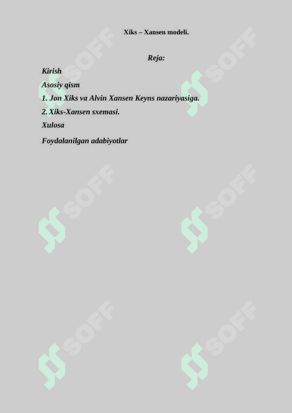 Xiks – Xansen modeli. 3