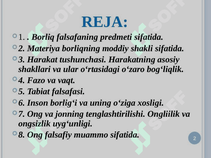 ONTOLOGIYA  (BОRLIQ FALSAFASI) 2