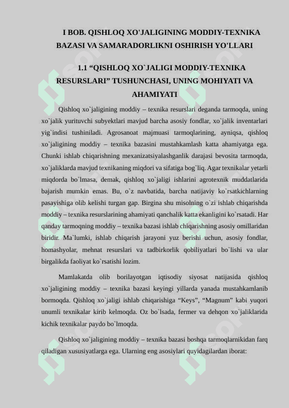 Qishloq xo'jaligi ishlab chiqarilishida moddiy-texnika resurslaridan foydalanish samaradorligini oshirish 6