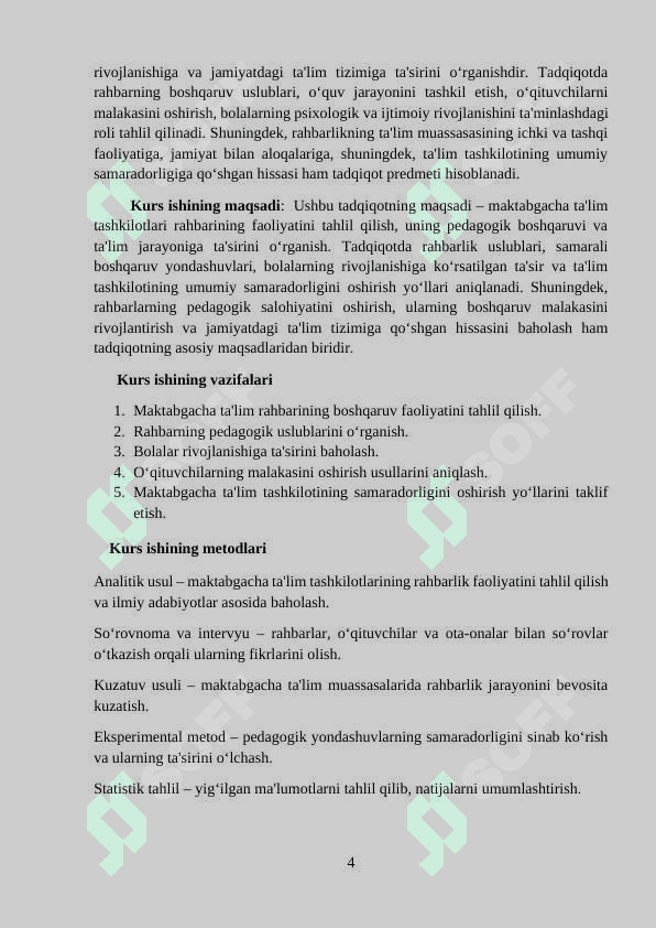 Maktabgacha ta’lim tashkiloti rahbari va uning faoliyati 4