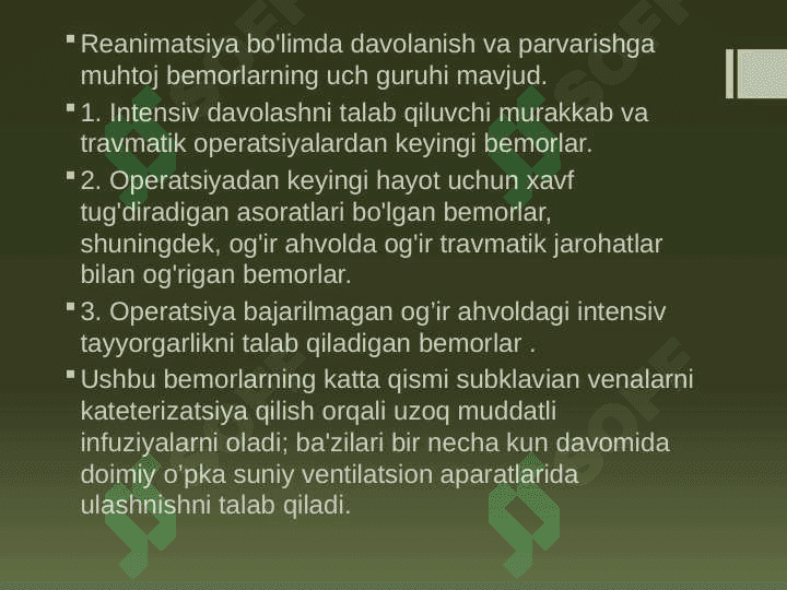 Reanimatsiya intensiv terapiya bo’limlari 5
