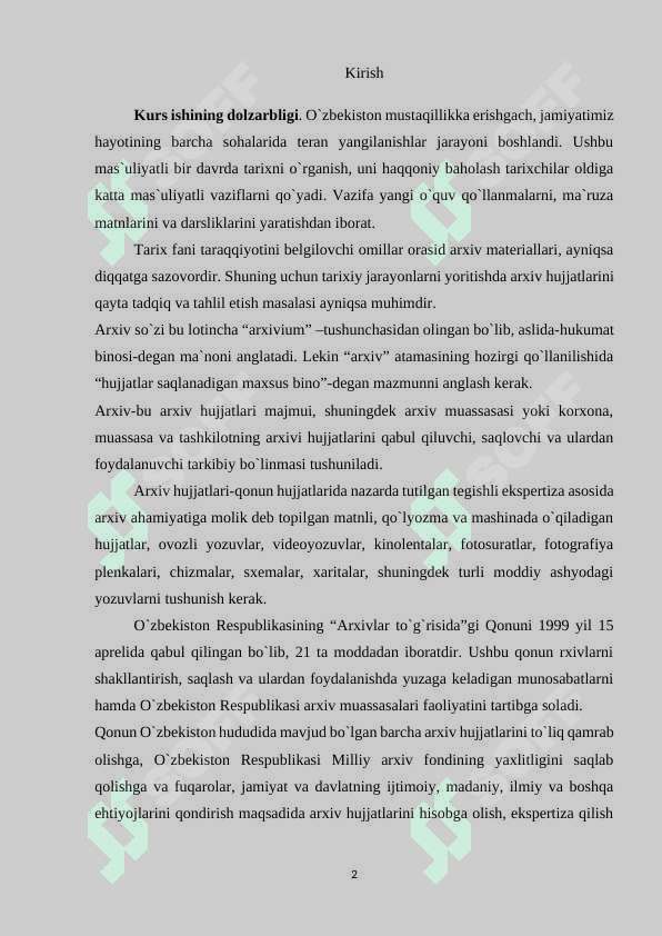 ARXIV MANBALARINING O`LKA TARIXIXNI O`RGANISHDAGI AHAMIYATI 2