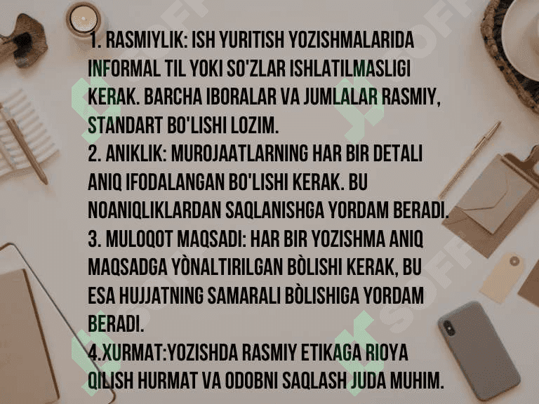 Ish yuritish tili va uslubi. Xizmat yozishmalari bilan ishlash texnologiyalari. 4