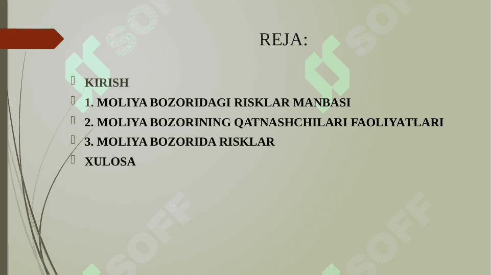 Moliya bozori risklari va ularni baholash va boshqarish 2