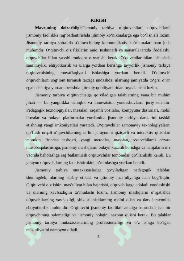 Jismoniy tarbiya mutaxassislarga qo‘yiladigan pedagogik talablar 2