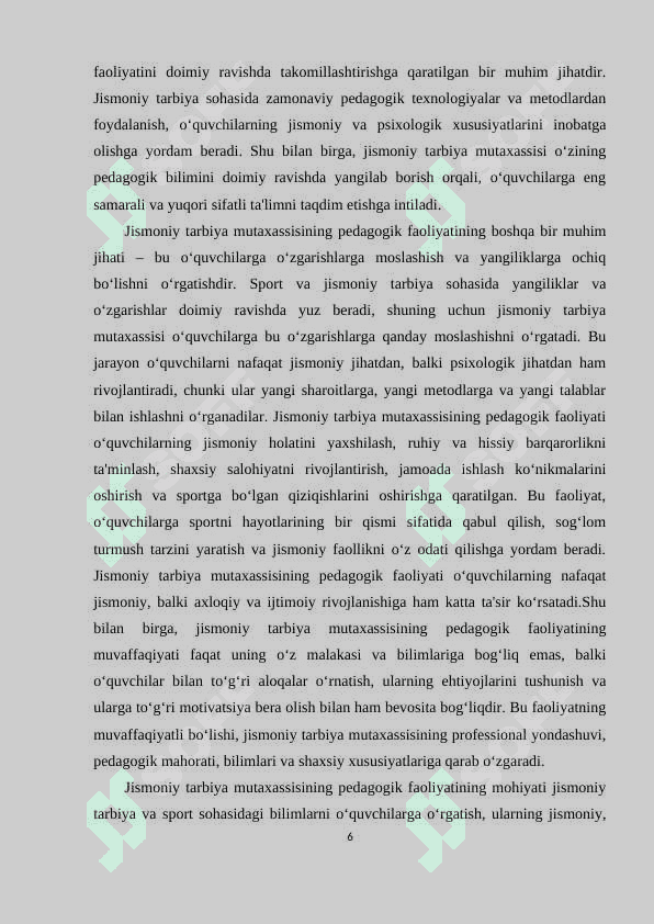 Jismoniy tarbiya mutaxassislarga qo‘yiladigan pedagogik talablar 6