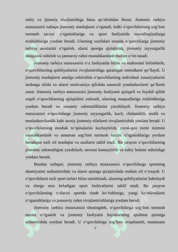 Jismoniy tarbiya mutaxassislarga qo‘yiladigan pedagogik talablar 7