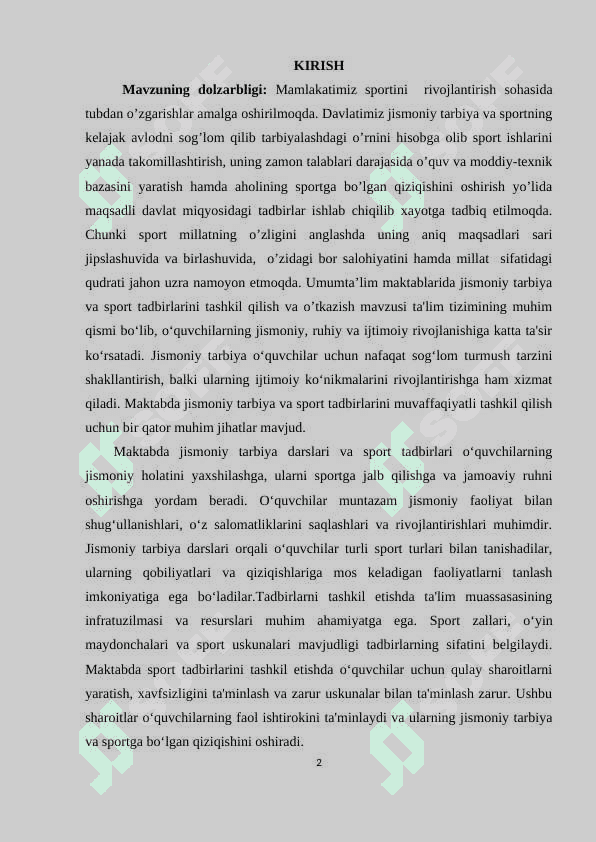 Umumta’lim maktablarida  jismoniy tarbiya va sport tadbirlarini tashkil qilish va o’tkazish 2