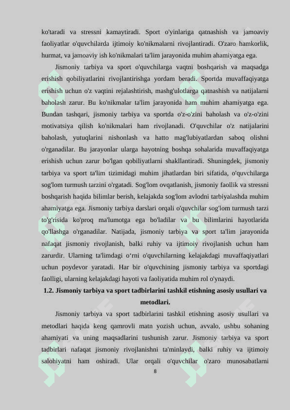 Umumta’lim maktablarida  jismoniy tarbiya va sport tadbirlarini tashkil qilish va o’tkazish 8
