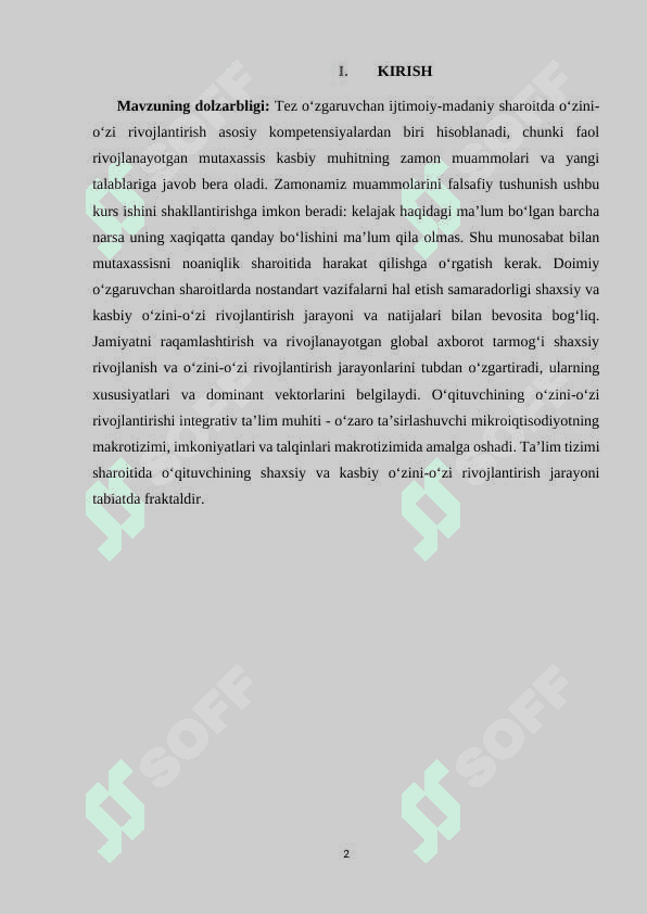 O‘QUV JARAYONINI TASHKIL QILISH TEXNOLOGIYASI 2