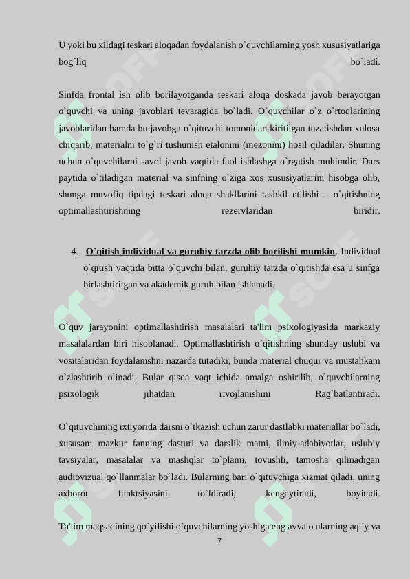 O‘QUV JARAYONINI TASHKIL QILISH TEXNOLOGIYASI 7