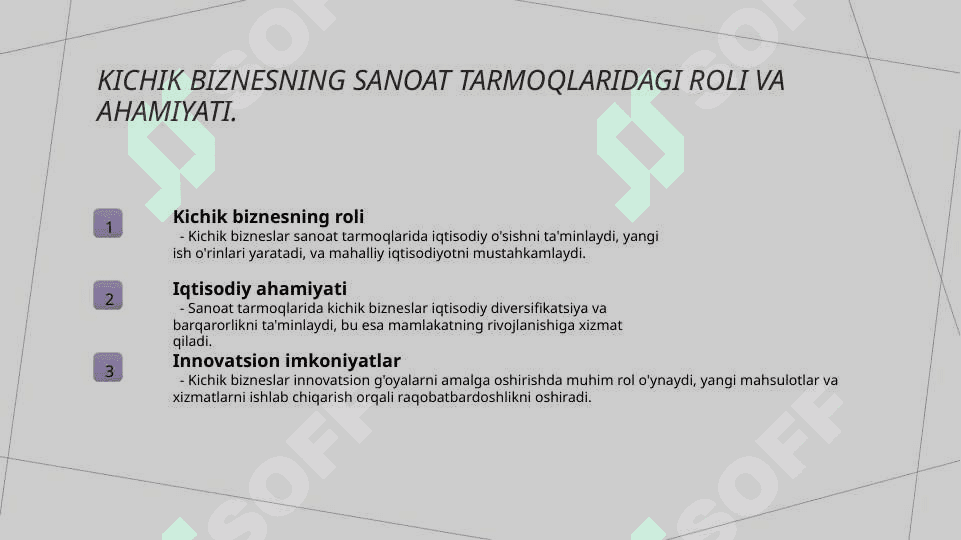Sanoat tarmoglarida kichik biznesni rivojlantirish istiqbollari 3
