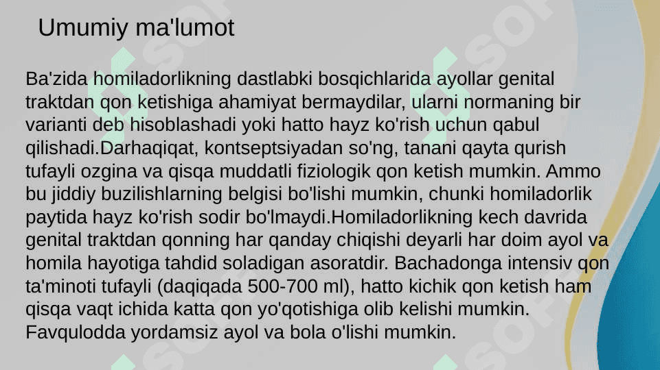 Homiladorlik paytida qon ketish 2