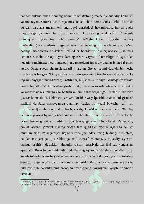 DAVLATNING MINTAQAVIY IQTISODIY SIYOSATI VA HUDUDIY  RIVOJLANTIRISH 6