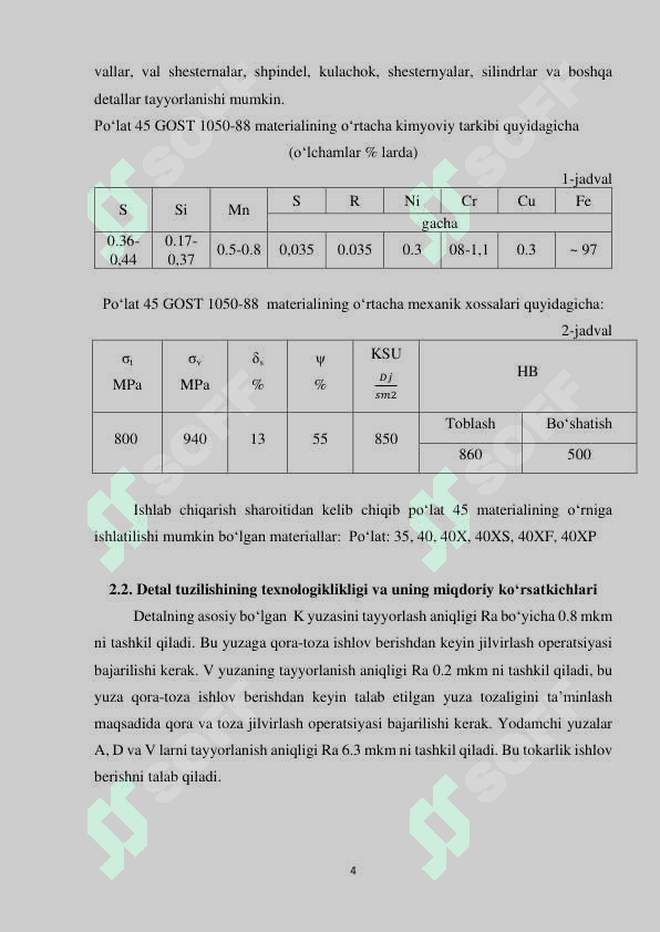Shtok detali uchun hisoboti 4