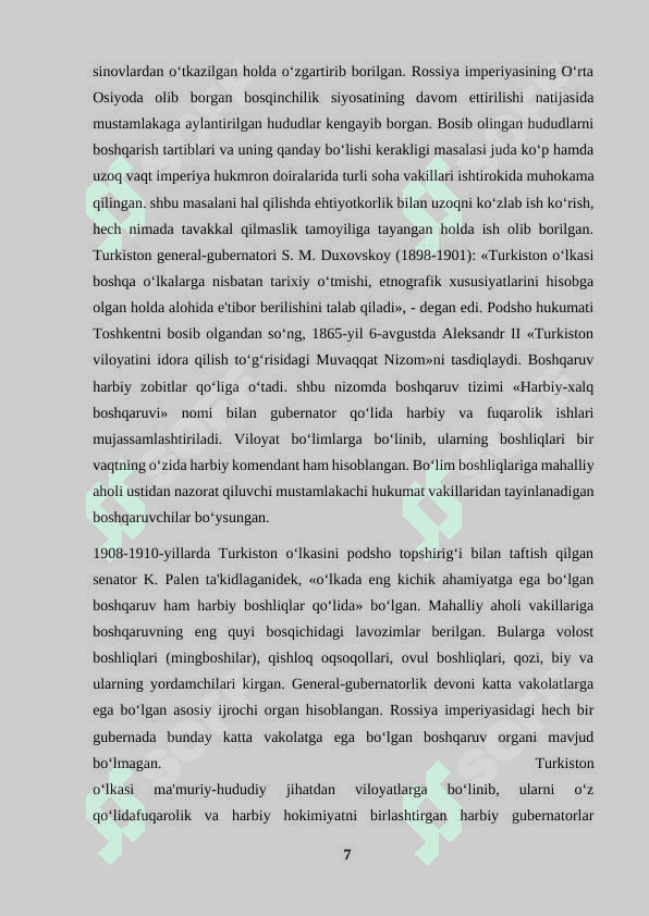 Turkistonda Rossiya imperiyasining mustamlaka idora usulining joriy etilishi 7