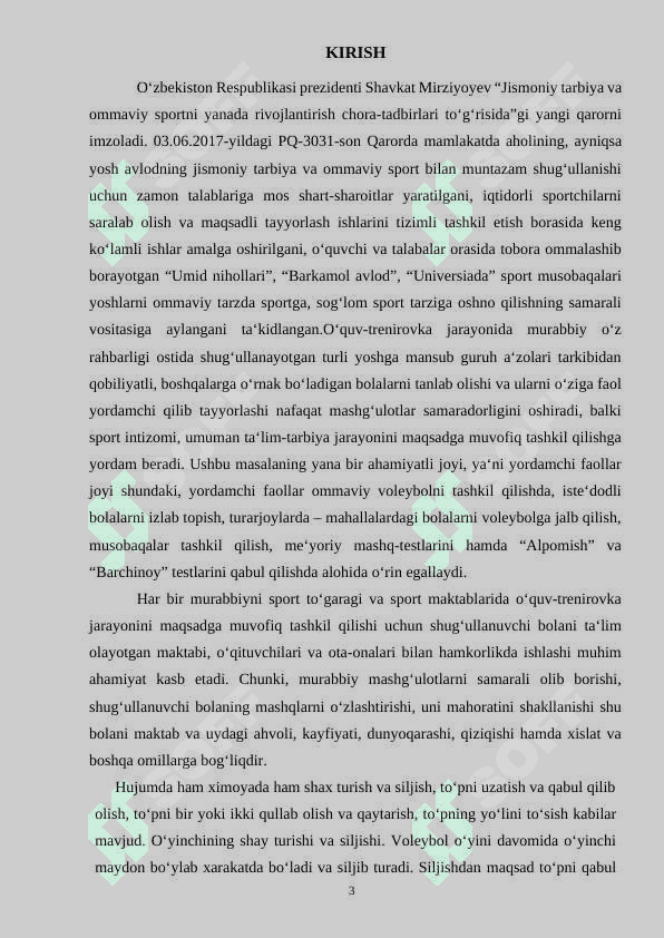 Voleybolda oʻyinida toʻpni  boshqarish texnikasini tako millashtirishning samarali yoʻllarini ishlab chiqish 3