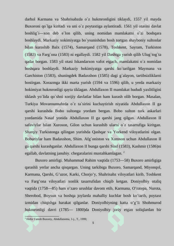 Abdullaxon II davrida Buxoro xonligining tashqi aloqalari 5
