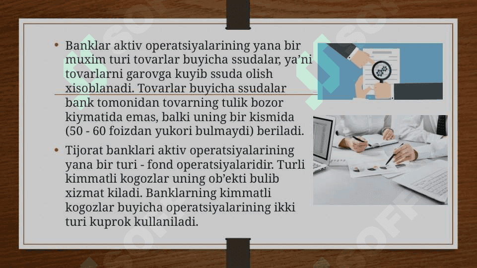 TIJORAT BANKLARINING PASSIV VA AKTIV OPERATSIYALARI 8