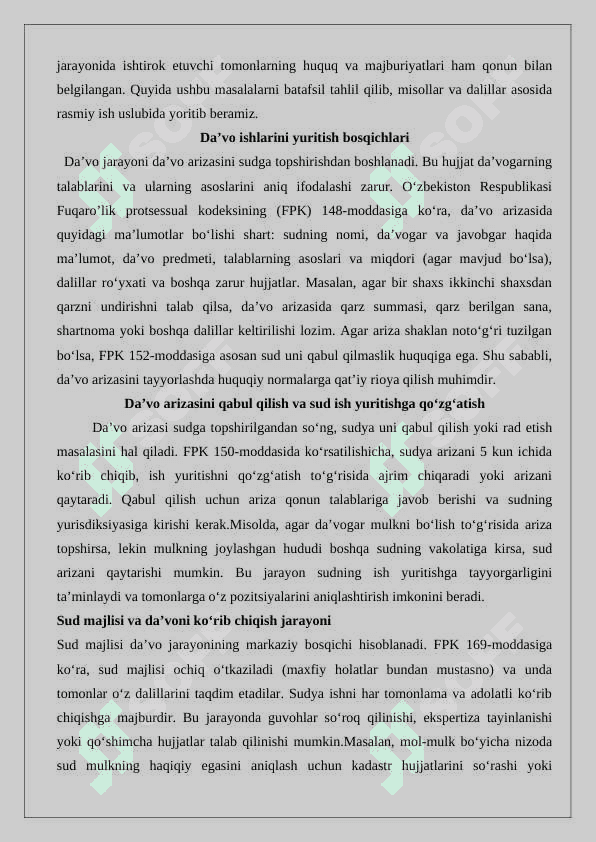 Sud tomonidan daʼvo ishini yuritish tartibida koʼriladigan ishlar 25 6
