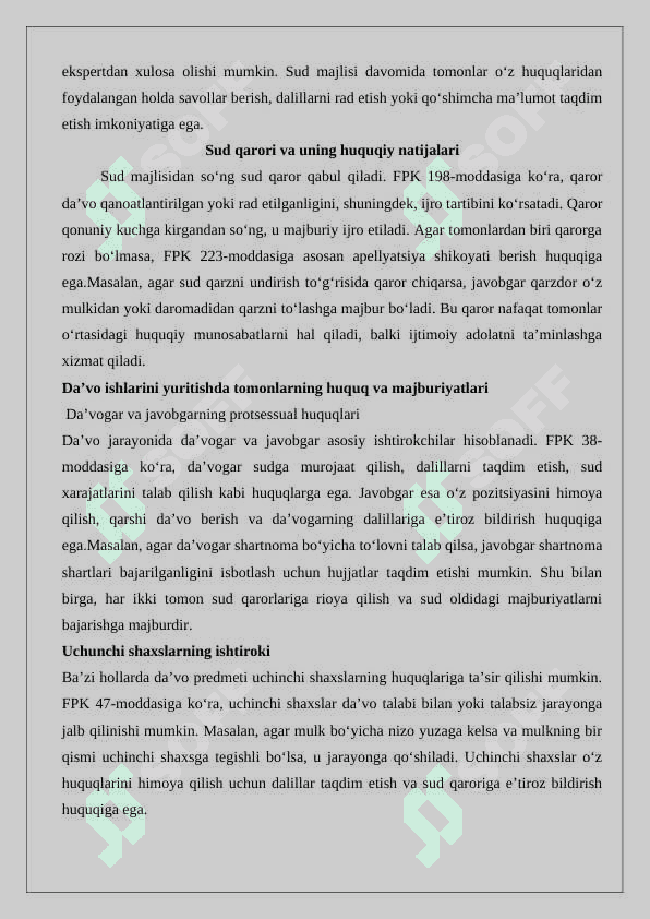 Sud tomonidan daʼvo ishini yuritish tartibida koʼriladigan ishlar 25 7