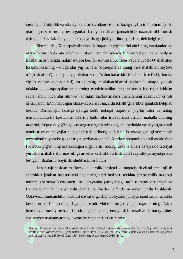O'zbekistonda demokratik tamoyillar asosida milliy davlat boshqaruv tizimini yaratish 8