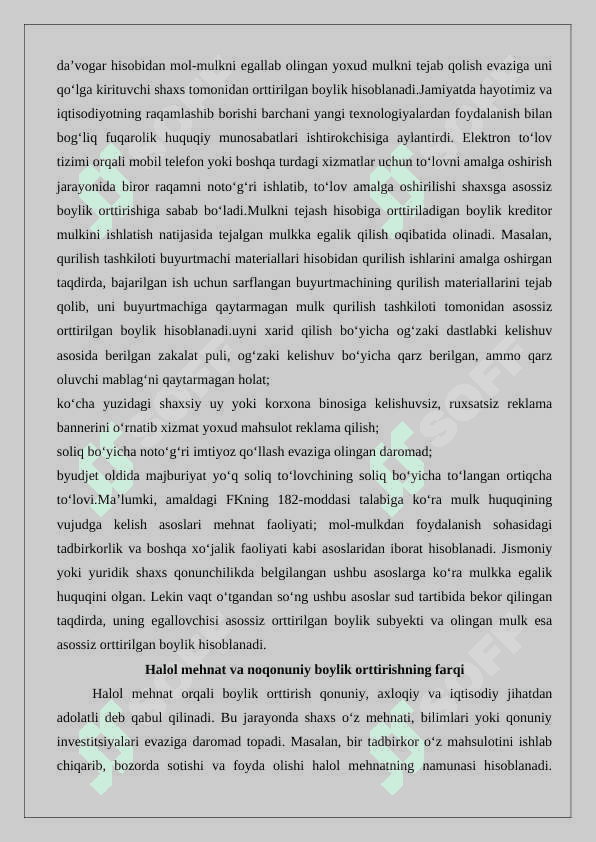 Asossiz boylik orttirish oqibatida kelib chiqadigan majburiyatlar 25 5