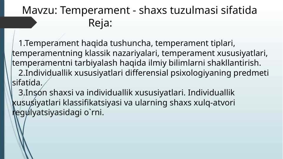 Temperament - shaxs tuzulmasi sifatida 1