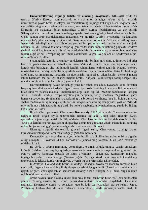 ENG QADIMGI DAVRLARDAN XIX ASRNING BIRINCHI YARMIDAJAHON PEDAGOGIKA FANINING RIVOJLANISH TARIXI.Ya.A.KOMENSKIYNING PEDAGOGIK NAZARIYALARI 6