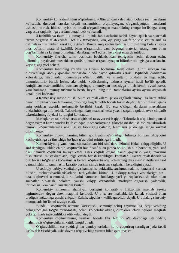 ENG QADIMGI DAVRLARDAN XIX ASRNING BIRINCHI YARMIDAJAHON PEDAGOGIKA FANINING RIVOJLANISH TARIXI.Ya.A.KOMENSKIYNING PEDAGOGIK NAZARIYALARI 8