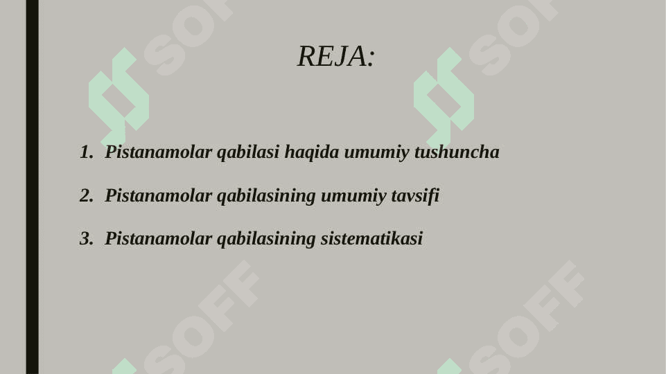 Pistanamolar qabilasi tavsifi va sistematikasi 2