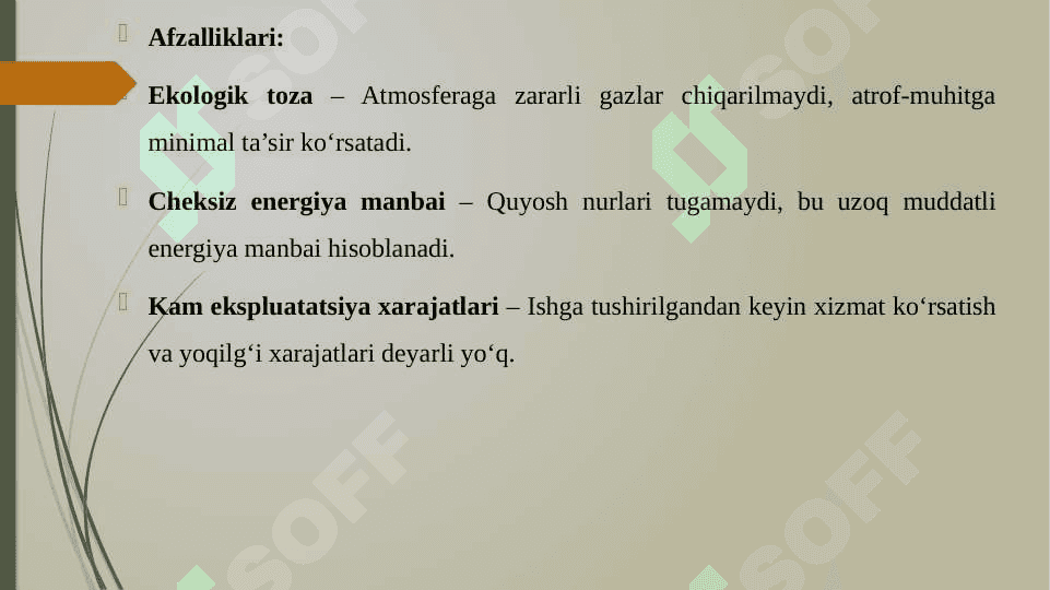 QUYOSH ISSIQLIK ELEKTR STANSIYALARINING AFZALLIKLARI VA KAMCHILIKLARI 3