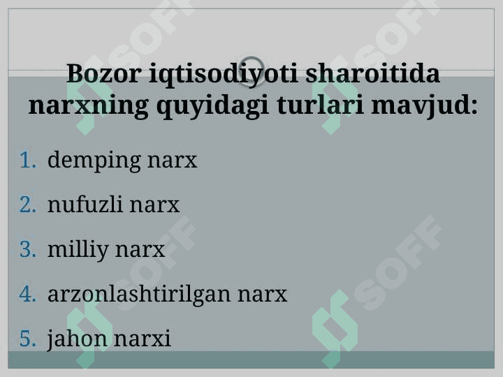Narx siyosati 5